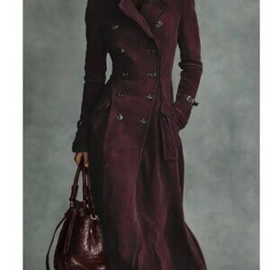 New Women's Clothing Fall Winter Coat Lapel Western Style Suede Long